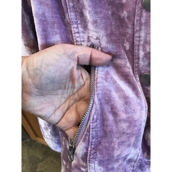 Free People We The Free Dusk Til Dawn Lilac Velvet Moto Jacket M Zip Snap - Picture 9 of 11